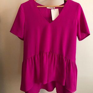 Never Worn NWT Magenta Open Back Peplum Top